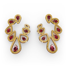 Kök yakut, garnet ve sitrin 925 ayar rose altın kaplama gümüş küpe