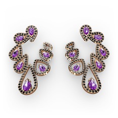 Ladonna Küpe - Ametist ve siyah zirkon 8 ayar rose altın küpe #kpyahj