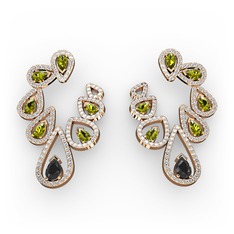 Ladonna Küpe - Siyah zirkon, peridot ve swarovski 925 ayar rose altın kaplama gümüş küpe #kzse92