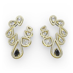 Ladonna Küpe - Siyah zirkon, beyaz zirkon ve pırlanta 8 ayar altın küpe (2.882 karat) #m0vca7