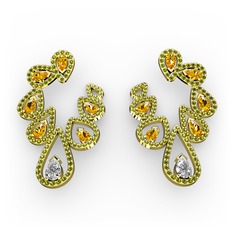 Ladonna Küpe - Swarovski, sitrin ve peridot 14 ayar altın küpe #mwqw9u