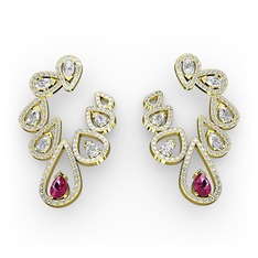 Ladonna Küpe - Rodolit garnet ve swarovski 18 ayar altın küpe #n9ih9l