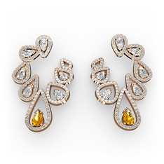 Ladonna Küpe - Sitrin, beyaz zirkon ve pırlanta 18 ayar rose altın küpe (2.882 karat) #nuud2e