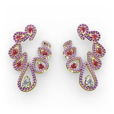 Ladonna Küpe - Swarovski, kök yakut ve ametist 18 ayar altın küpe #nvxqne