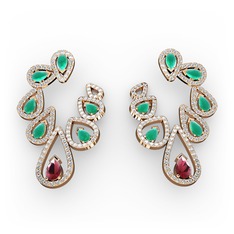 Ladonna Küpe - Kök yakut, kök zümrüt ve swarovski 14 ayar rose altın küpe #nzns8u