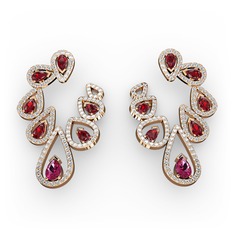 Ladonna Küpe - Rodolit garnet, garnet ve pırlanta 18 ayar rose altın küpe (2.882 karat) #o1m7nx