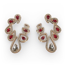 Ladonna Küpe - Dumanlı kuvars ve garnet 8 ayar rose altın küpe #o9brwj
