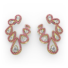 Ladonna Küpe - Swarovski ve rodolit garnet 8 ayar altın küpe #oktcae