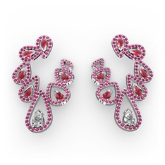 Ladonna Küpe - Swarovski, kök yakut ve rodolit garnet 925 ayar gümüş küpe #oqtqu3