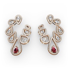 Ladonna Küpe - Kök yakut, swarovski ve beyaz zirkon 8 ayar rose altın küpe #pt8dl6