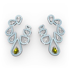 Ladonna Küpe - Peridot, swarovski ve akuamarin 18 ayar beyaz altın küpe #pyv1xs