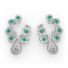 Ladonna Küpe - Swarovski ve kök zümrüt 18 ayar beyaz altın küpe #q6626f