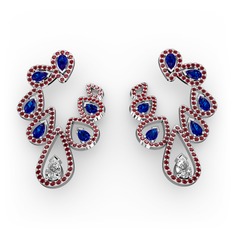 Ladonna Küpe - Swarovski, lab safir ve garnet 8 ayar beyaz altın küpe #qdx04s