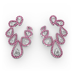 Swarovski ve rodolit garnet 925 ayar gümüş küpe