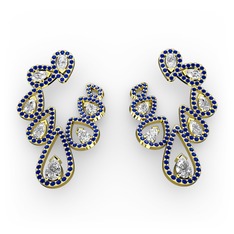 Ladonna Küpe - Beyaz zirkon, swarovski ve lab safir 14 ayar altın küpe #qzguwi