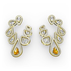 Ladonna Küpe - Sitrin ve beyaz zirkon 925 ayar altın kaplama gümüş küpe #ryf292