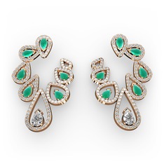 Ladonna Küpe - Swarovski, kök zümrüt ve pırlanta 18 ayar rose altın küpe (2.882 karat) #sarlci