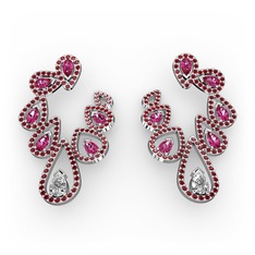 Ladonna Küpe - Swarovski, rodolit garnet ve garnet 925 ayar gümüş küpe #sm0snt