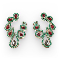 Ladonna Küpe - Dumanlı kuvars, garnet ve yeşil kuvars 14 ayar rose altın küpe #vdoyvq