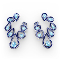 Ladonna Küpe - Akuamarin ve lab safir 18 ayar beyaz altın küpe #vf727v