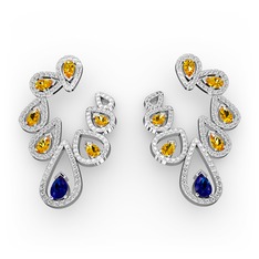 Ladonna Küpe - Lab safir, sitrin ve pırlanta 925 ayar gümüş küpe (2.882 karat) #vhzltx