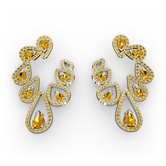 Ladonna Küpe - Sitrin 14 ayar beyaz altın küpe #vxh4zj