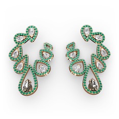 Ladonna Küpe - Dumanlı kuvars, swarovski ve yeşil kuvars 8 ayar rose altın küpe #whqm1e