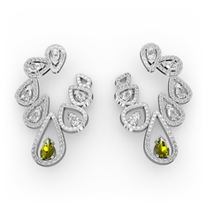 Ladonna Küpe - Peridot, beyaz zirkon ve swarovski 8 ayar beyaz altın küpe #xwgw9m