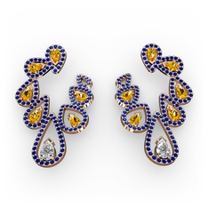 Ladonna Küpe - Swarovski, sitrin ve lab safir 8 ayar rose altın küpe #ycy3rv