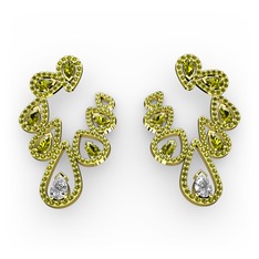Ladonna Küpe - Beyaz zirkon ve peridot 14 ayar altın küpe #yewr1n