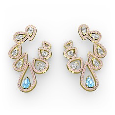 Ladonna Küpe - Akuamarin, swarovski ve pembe kuvars 925 ayar altın kaplama gümüş küpe #zllsek