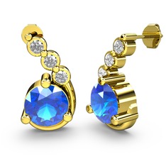 Lilya Küpe - Akuamarin ve swarovski 8 ayar altın küpe #1052h2j