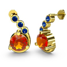 Lilya Küpe - Sitrin ve lab safir 14 ayar altın küpe #106xhvi