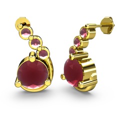 Lilya Küpe - Kök yakut 925 ayar altın kaplama gümüş küpe #10dwfht