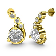 Beyaz zirkon ve swarovski 8 ayar altın küpe