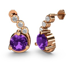 Ametist ve swarovski 14 ayar rose altın küpe