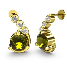 Lilya Küpe - Peridot ve swarovski 8 ayar altın küpe #11qcj39