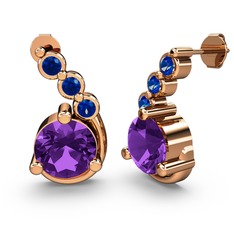 Lilya Küpe - Ametist ve lab safir 8 ayar rose altın küpe #12wqcyi