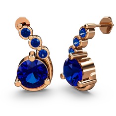 Lilya Küpe - Lab safir 18 ayar rose altın küpe #13aykb7