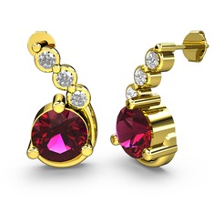 Rodolit garnet ve swarovski 18 ayar altın küpe
