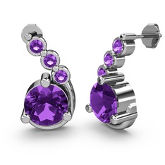 Ametist 14 ayar beyaz altın küpe