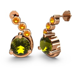 Lilya Küpe - Peridot ve sitrin 18 ayar rose altın küpe #14k4lr