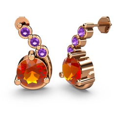 Lilya Küpe - Sitrin ve ametist 18 ayar rose altın küpe #162ukxj