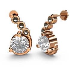 Lilya Küpe - Swarovski ve dumanlı kuvars 8 ayar rose altın küpe #16978xg