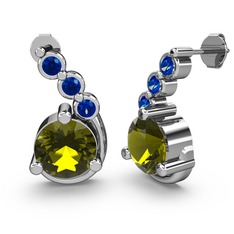 Peridot ve lab safir 14 ayar beyaz altın küpe