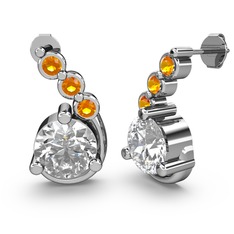 Lilya Küpe - Swarovski ve sitrin 18 ayar beyaz altın küpe #18dn2es
