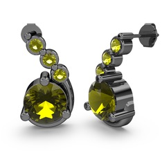 Peridot 925 ayar siyah rodyum kaplama gümüş küpe