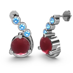 Lilya Küpe - Kök yakut ve akuamarin 8 ayar beyaz altın küpe #19v8cxd