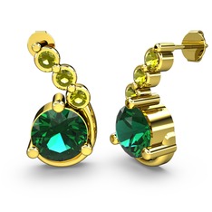 Lilya Küpe - Yeşil kuvars ve peridot 18 ayar altın küpe #1abvhy8