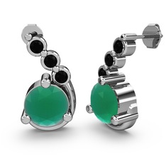 Lilya Küpe - Kök zümrüt ve siyah zirkon 925 ayar gümüş küpe #1ayswfv